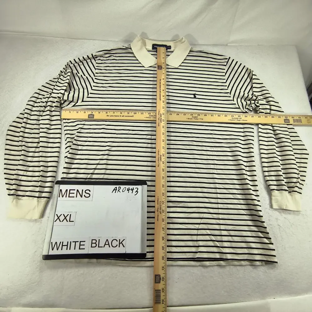 Polo Golf Ralph Lauren Collared Long Sleeve Polo Shirt Mens Size 2XL White Black